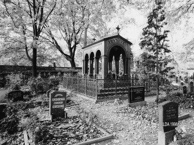 Friedhof I. der Französisch-reformierten Gemeinde mit Einfriedungsmauer und Grabstätten