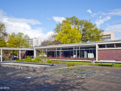 Grünanlagen und Freiflächen des Hansa-Viertels mit Strukturen der 1950er und Anfang der 1960er Jahre